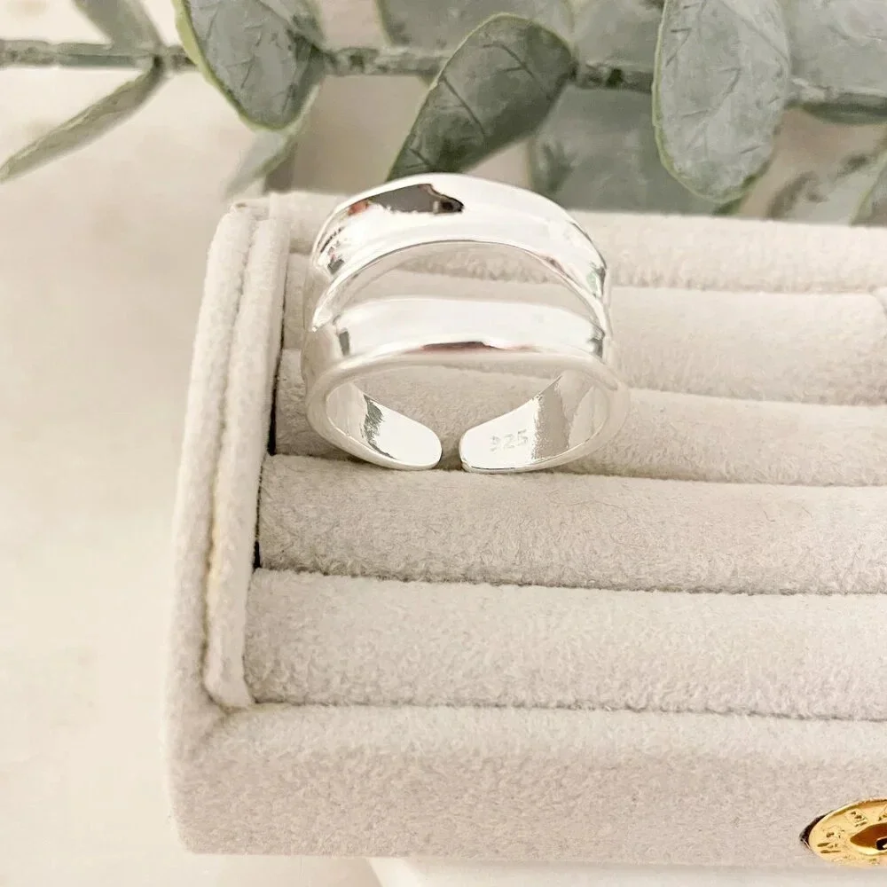 925 Sterling Silver Chunky Ring Layer Ring Large Bold Silver Statement Ring